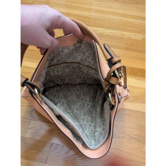 Simply Noelle Colorblock Hobo Bag Pink Tan NWT - Picture 8 of 13